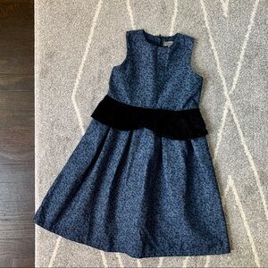 DiMO Paris Blue and Black Dress w/ Faux Fur Peplum